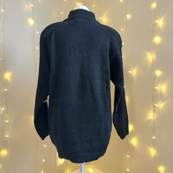 NWT Vintage 90s Cezanne Sweater Mock Neck Beaded Floral Black Size Small - Picture 5 of 9